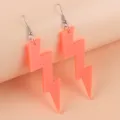 Pendientes largos de acrílico con forma de rayo naranja neón, pendientes llamativos mujer. - Rayo / Naranja