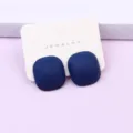 Dark blue square geometric earrings, candy color acrylic painted fashion women stud earrings - Dark Blue