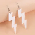 Pendientes colgantes de rayo acrílico blanco, joyería geométrica exagerada de moda. - Rayo / Blanco