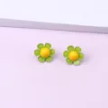 Acrylic Green Flower Stud Earrings Summer Fresh Floral Jewelry for Women Daily Wear Variant - Flower / Green