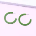 Green flat C-shape acrylic hoop earrings candy color resin earrings for women daily wear - Green
