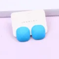 Blue geometric square cut stud earrings candy color acrylic fashion jewelry accessories - Bright Blue