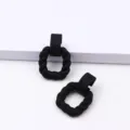 Black matte twisted square earrings, minimalist geometric acrylic ear drops for women. - Black
