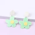 Charming light green acrylic flower earrings, fresh summer style multi-layer stud variant. - Large Floral / Light Green