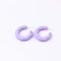 Candy color twisted hoop earrings, fashionable acrylic painted design for daily women wear. - Purple