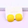 Candy color faceted square acrylic ear studs minimalist women fashion jewelry earrings - Bright yellow