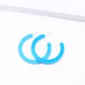 Bright blue acrylic flat C hoop earrings, minimalist candy color statement ear jewelry for women. - Sky Blue