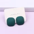 Dark green geometric square acrylic stud earrings, matte faceted candy color women ear jewelry - Dark Green