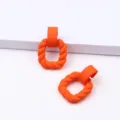 Orange geometric square twist acrylic earrings matte rubber paint minimalist drop earrings. - Orange