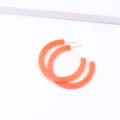 Orange acrylic flat C-shape hoop earrings candy color minimalist ear studs fashion jewelry. - Orange