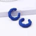 Matte Blue Twisted Hoop Earrings Candy Color Acrylic Ear Jewelry for Women 1 Pair - Blue