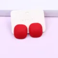 Candy color geometric square earrings, matte painted acrylic simple ear studs for women. - Red