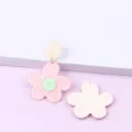 Summer fresh pink acrylic flower ear studs, trendy spliced multi-layer cute jewelry for women. - Large Floral / Pink