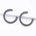 Simple flat C-shape acrylic hoop earrings in dark grey, stylish daily jewelry for women. - Gray