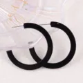 Black flat C-shaped acrylic hoop earrings candy color minimalist ear jewelry for women - Black