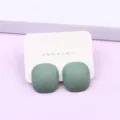 Candy color matte geometric square acrylic stud earrings for women, minimalist daily wear jewelry. - Pink
