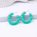 Turquoise twisted hoop earrings candy color chunky spray painted statement stud earrings for women - Lake Blue