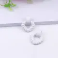 White twisted heart earrings, acrylic painted minimalist geometric fashion jewelry for women. - White