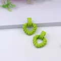 Green heart twist acrylic earrings, minimalist personality stud earrings for women detail. - Green