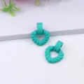 Turquoise matte twisted heart dangle earrings, simple acrylic drop earrings for women. - Lake Blue