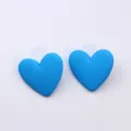 Minimalist blue heart acrylic stud earrings, fresh style daily ear jewelry detail shot. - Blue