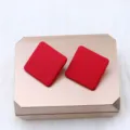 Red square acrylic spray paint stud earrings simple fashion candy color jewelry for women - Red