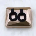Black geometric twist stud earrings for women, stylish matte hollow out earrings, fashion jewelry. - Pieced Square Twisted