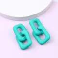 Mint Green Resin Geometric Chain Link Stud Earrings Trendy Fashion Jewelry for Women Daily - Lake Blue 2-Section