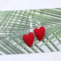 Red heart stud earrings minimalist acrylic fashion jewelry variant for women accessories - Red