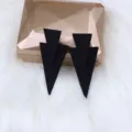 Large black geometric triangle statement stud earrings, chic painted metal punk drop jewelry. - Black 2 Pieces