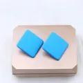Minimalist square blue acrylic stud earrings for women candy color fashion ear jewelry - Blue