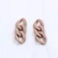 Minimalist nude acrylic chain link drop earrings for women, chic autumn winter long ear jewelry. - Brown