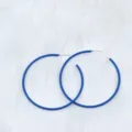 Blue hoop earrings, large minimalist geometric round ear loops for women fashion. - 6cm Round