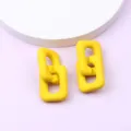 Yellow geometric chain link earrings matte finish fashion jewelry minimalist style variant item. - Yellow 2-Section