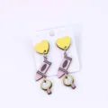 Jolies boucles d'oreilles en bois cœur et crayon coloré pour femmes mode quotidienne. - Style 7