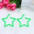 Green geometric star stud earrings, exaggerated acrylic fashion style variant for women. - Green
