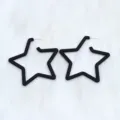 Exaggerated black geometric pentagram stud earrings, minimalist fashion acrylic jewelry. - Black