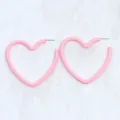 Pink heart earrings cute minimalist spray paint stud earrings for women valentine day gifts - Pink
