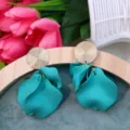 Bohemian style candy color petal earrings, turquoise flower stud earrings for women fashion. - Blue