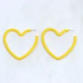 Bright yellow heart-shaped acrylic earrings, simple and sweet fashion jewelry for women. - Yellow