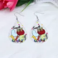 Teacher themed teardrop acrylic earrings, back to school cute printed ear jewelry for women. - LOVE