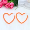 Orange heart acrylic drop earrings, minimalist sweet fashion jewelry variant for women. - Orange