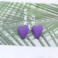 Matte purple heart stud earrings for women, simple and sweet daily fashion jewelry gift. - Purple