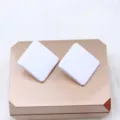 Minimalist white square acrylic earrings, simple geometric drop earrings for women daily wear - White