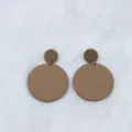 Minimalist brown geometric double circle acrylic dangle earrings for women fashion style - Brown