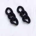 Black matte acrylic link chain drop earrings minimalist long geometric earrings for women - Black
