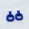 Royal blue geometric twist earrings, chic modern design for women and girls daily wear. - Square Acrylic Spliced Twist