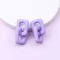 Purple matte geometric rectangular chain link stud earrings, stylish minimalist design. - Purple 2-Section