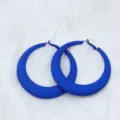 Magnifiques boucles d'oreilles créoles géométriques creuses bleu roi pour femmes, grand bijou élégant. - 7CM Grand Créole