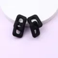 Matte black geometric rectangle chain link stud earrings for women, minimalist fashion style. - Black 2-Section